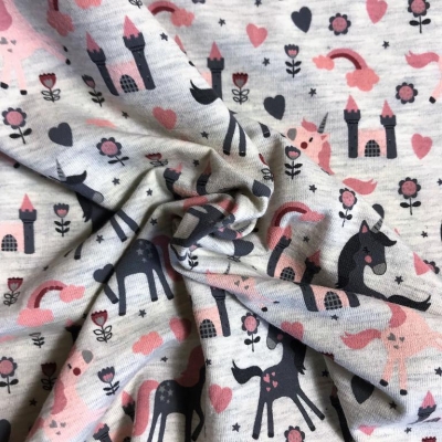 Jersey | LOVELY UNICORN Einhörner | rosa grau